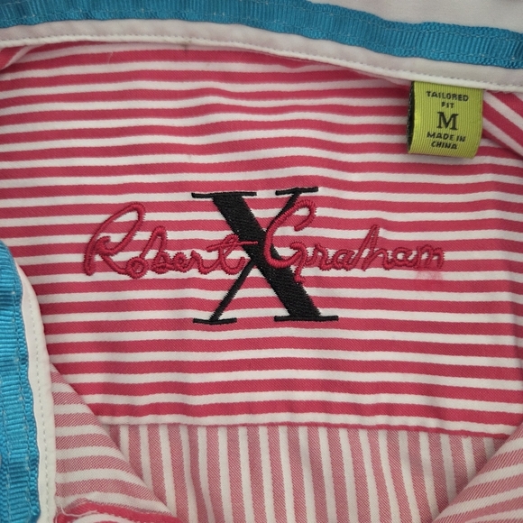 Robert Graham X Red and White Dress Shirt Size Med - Picture 9 of 10